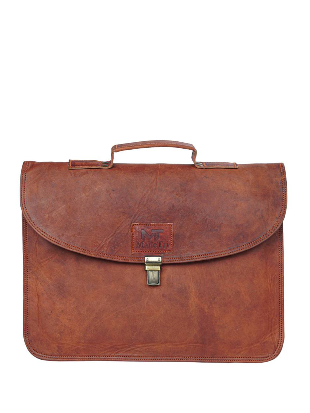 MaheTri Unisex Brown Richards Textured Leather Laptop Sleeve