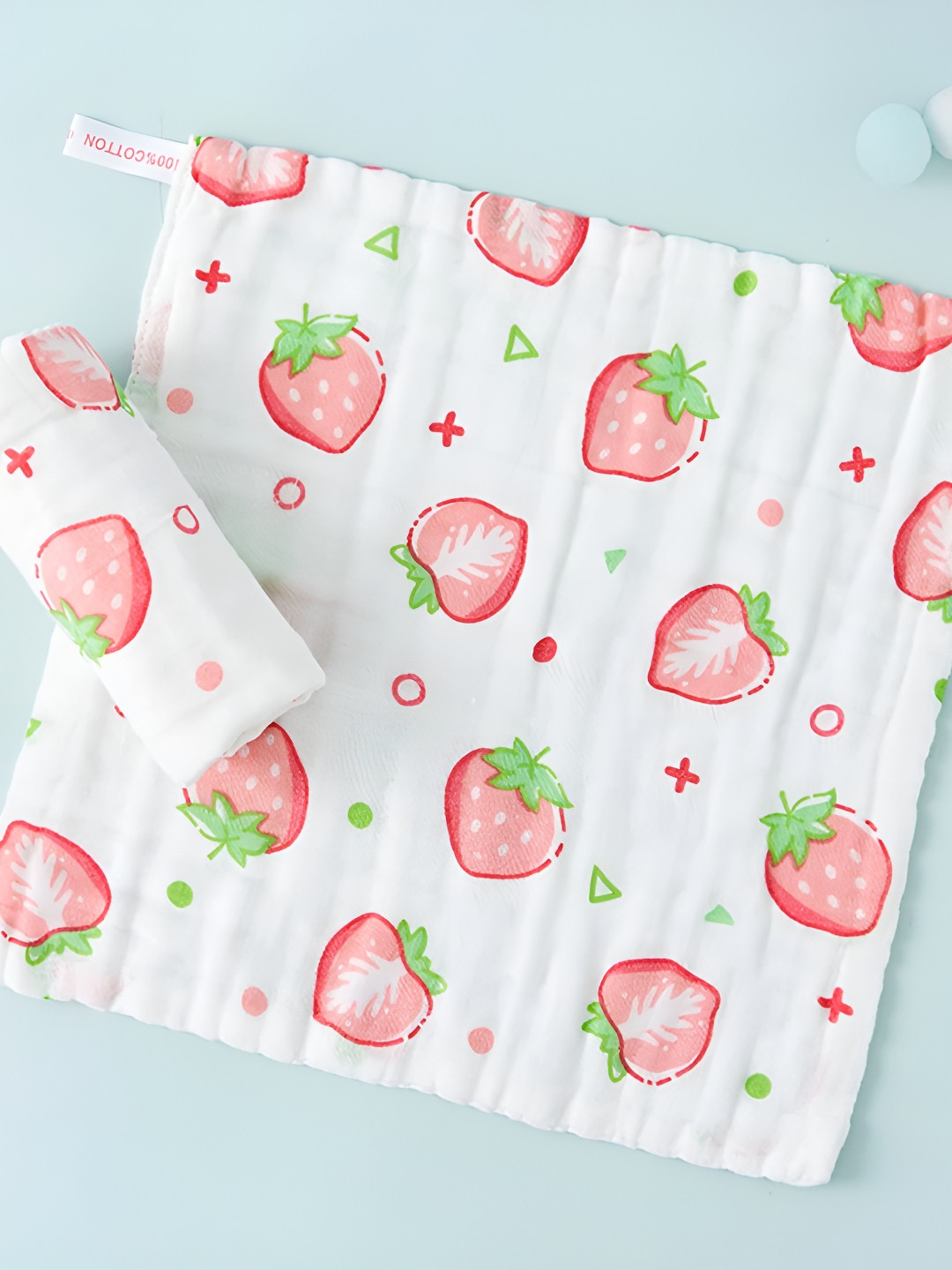 SYGA Infants White & Pink Printed Cotton Multi-Utility Napkin