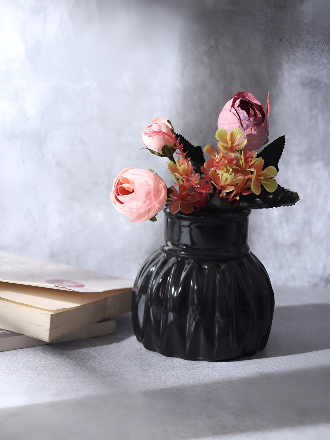 Decor de Maison Black Textured Metal Small Flower Vase
