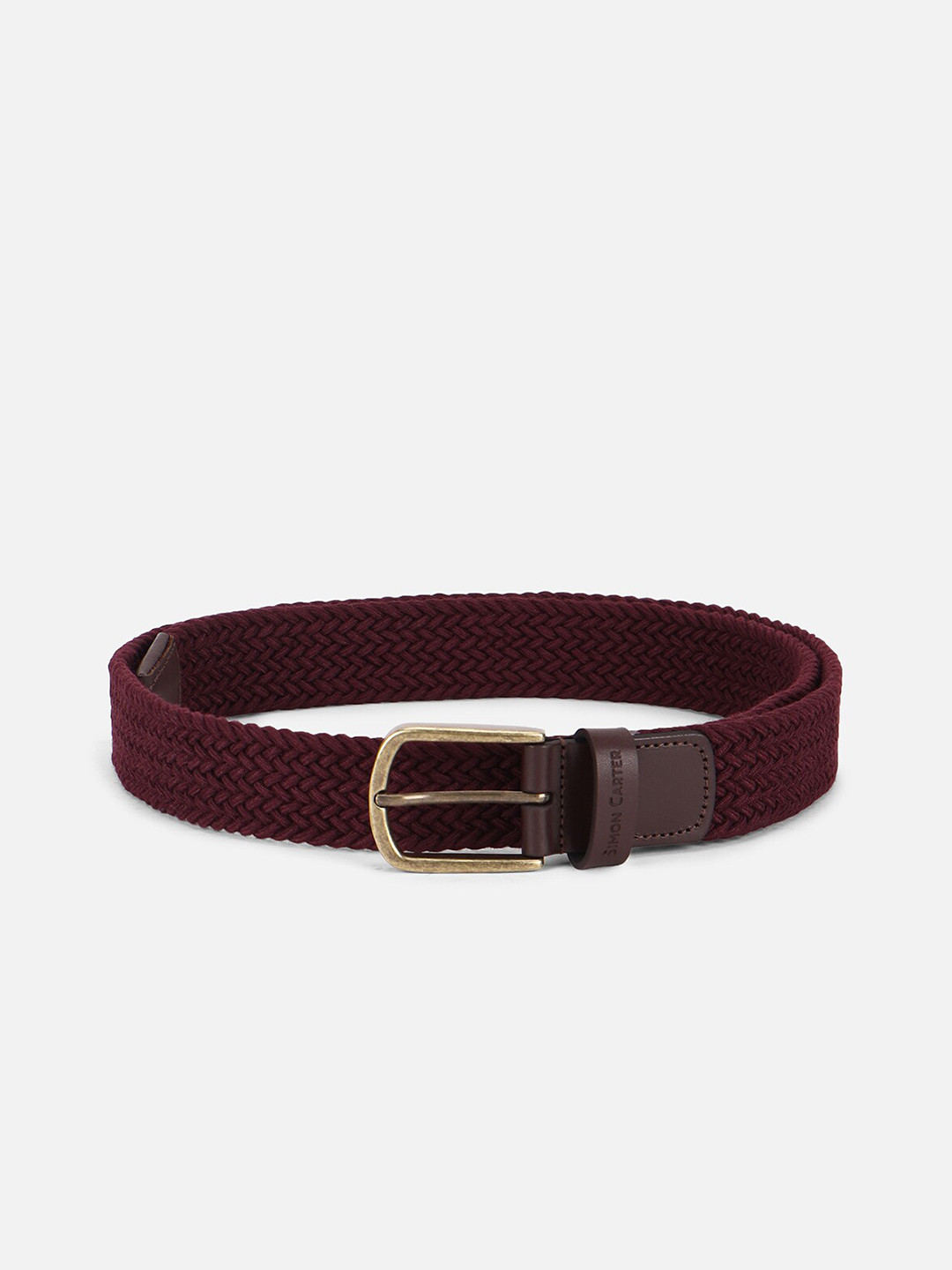 SIMON CARTER LONDON Men Braided Genuine Leather Belt
