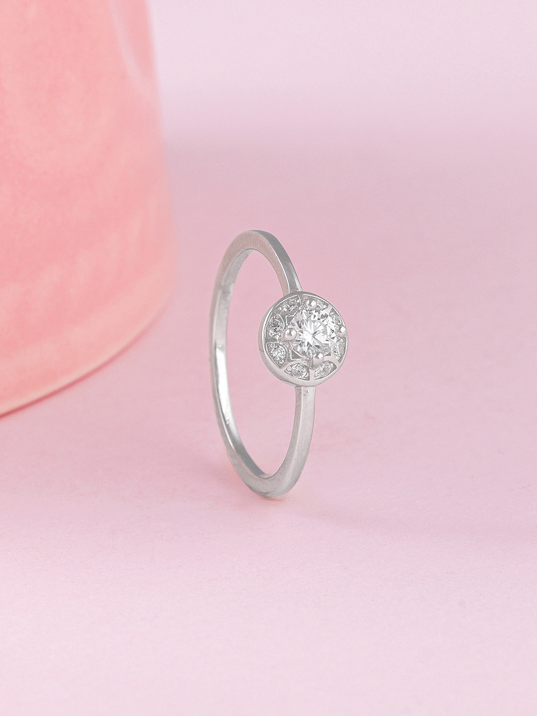 GIVA 925 Sterling Silver Rhodium-Plates CZ-Studded Finger Ring