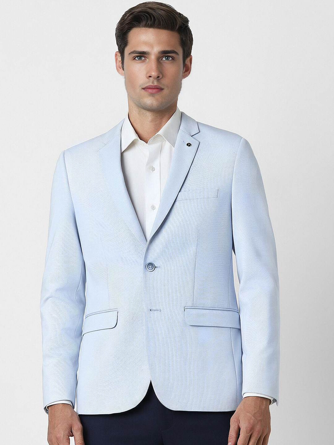 Van Heusen Textured Slim-Fit Single-Breasted Blazer
