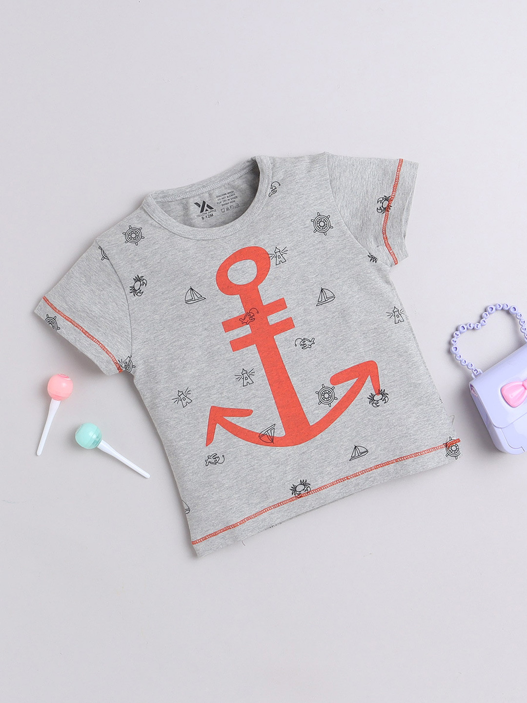 Yellow Apple Boys Printed Round-Neck T-shirt