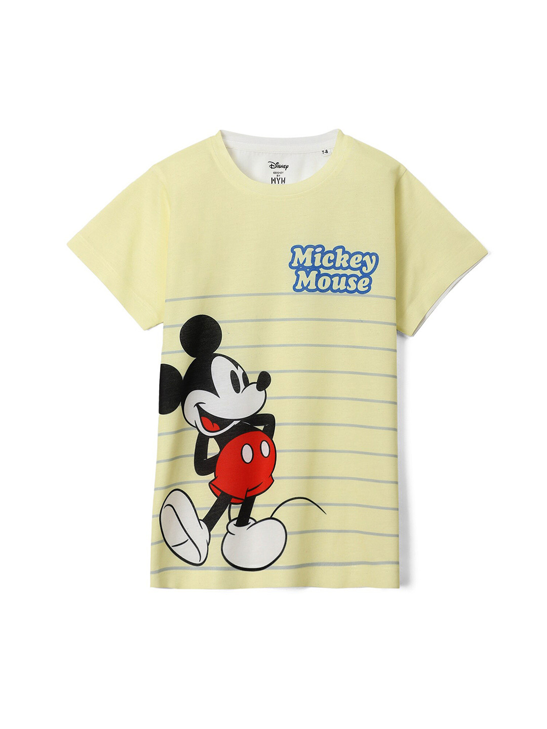 Wear Your Mind Boys Mickey Mouse Striped Short Sleeves Round Neck T-shirt