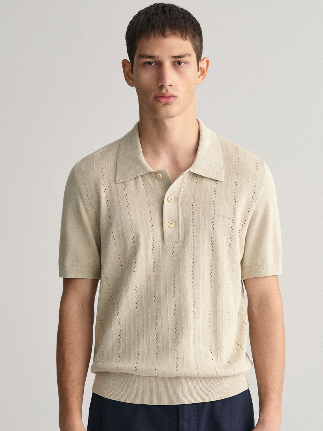 GANT Regular Fit Solid Structured Polo T-Shirt