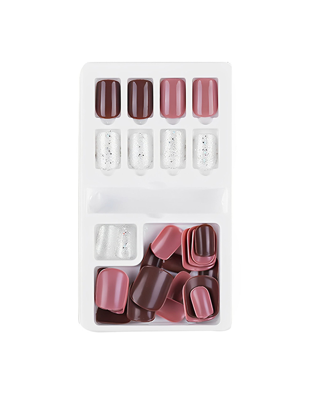 SYGA 30 Pcs Double Sided Jelly Adhesive Fake Press Nails - Peach F635-28