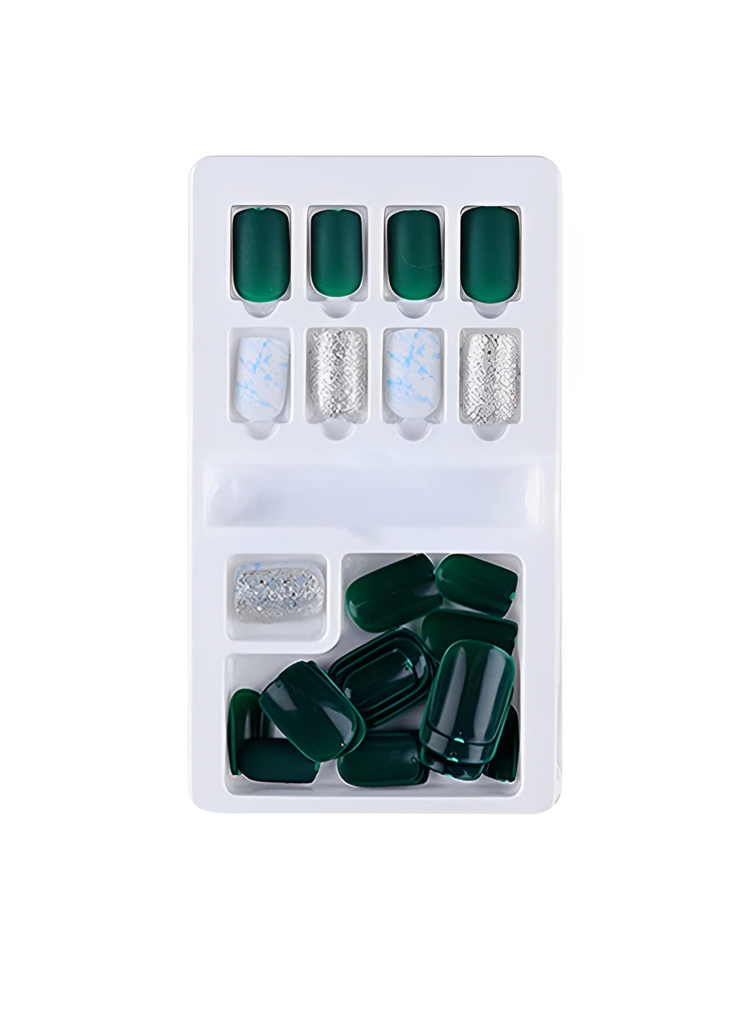 SYGA 30Pcs Long-Lasting Press-On Artificial Nails - Dark Green F635-18