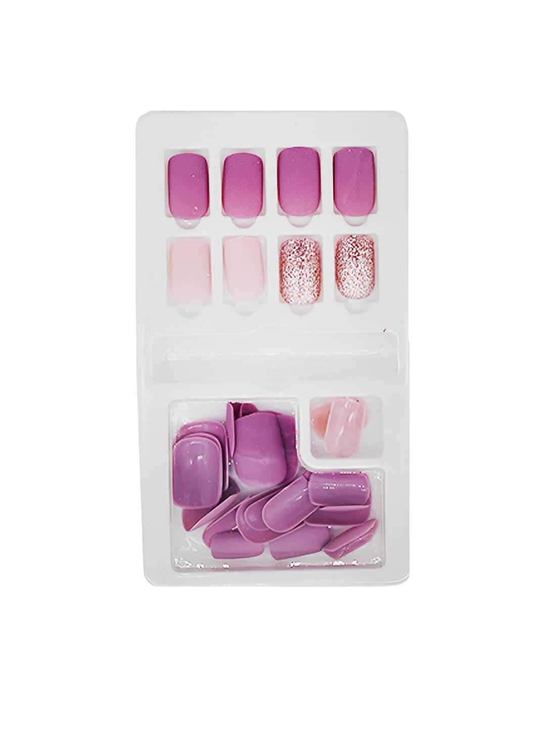 SYGA 30Pcs Long-Lasting Press-On Artificial Nails - Flower Purple F635-10