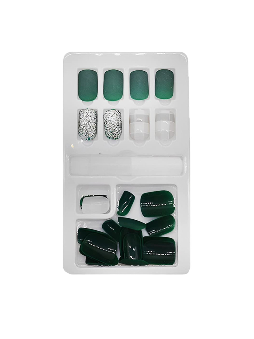 SYGA 30Pcs Long-Lasting Press-On Artificial Nails - Dark Green F635-7