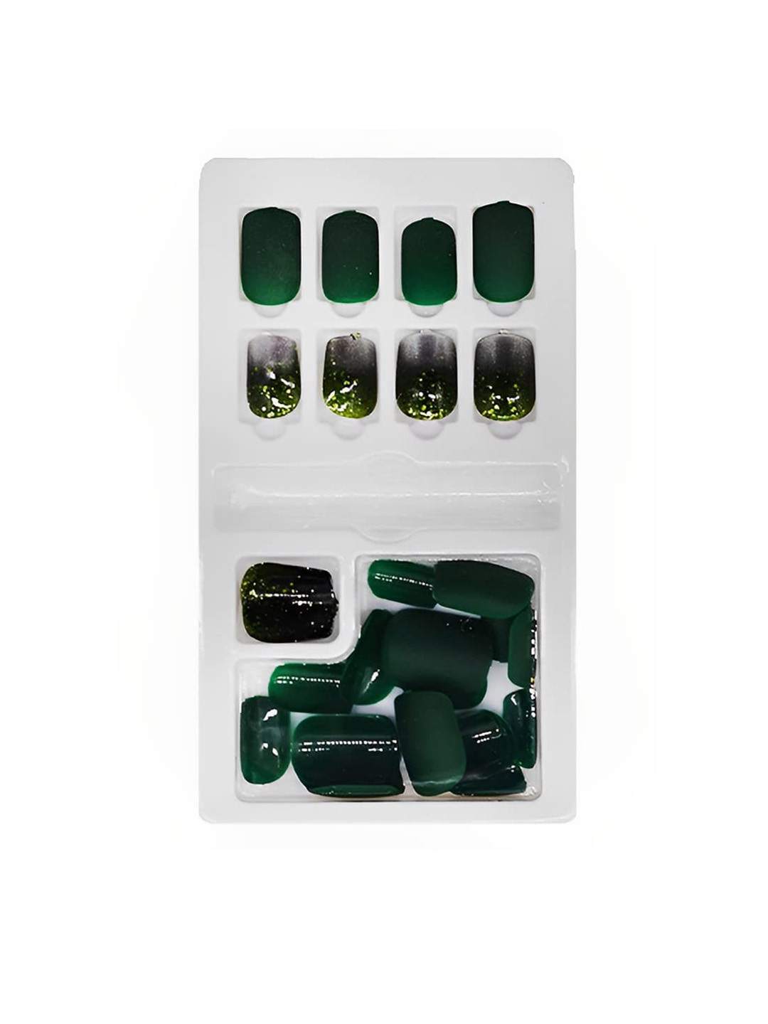 SYGA 30Pcs Long-Lasting Press-On Artificial Nails - Dark Green F635-6