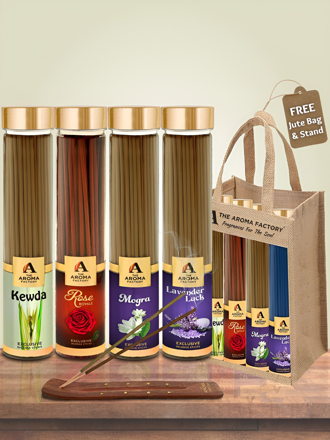 The Aroma Factory Red  4 Pieces Rose, Lavender, Mogra, Kewda Incense Agarbattis