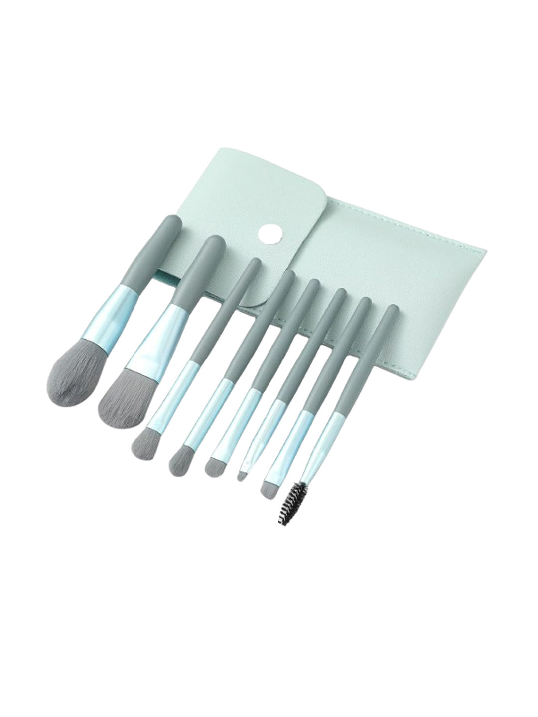 KAZARMAA Set Of 8 Makeup Brush With Leather Pouch- Blue