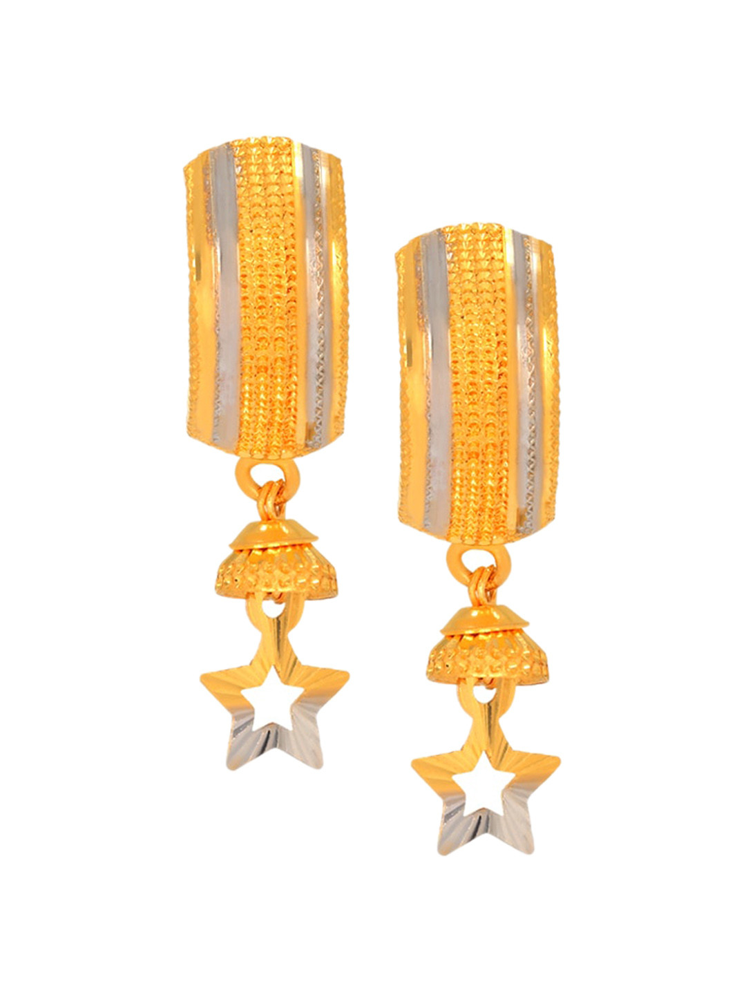 BHIMA 22K BIS Hallmark (916) Yellow Gold Dazzling Hoop Earrings