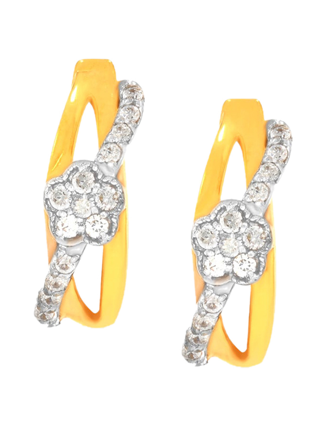 BHIMA 22K BIS Hallmark (916) Yellow Gold Flowery Hoop Earrings