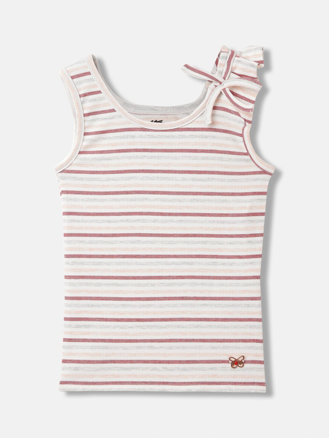 Blue Giraffe Girls Striped Cut Outs Round Neck T-Shirt