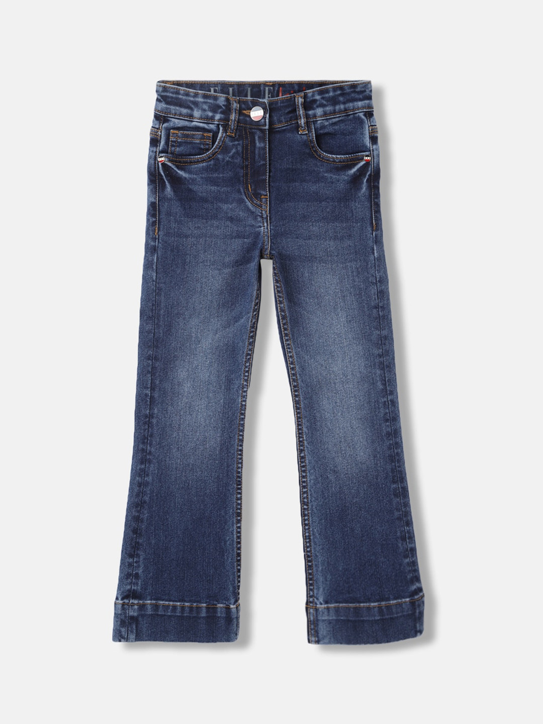 ELLE Girls Bootcut Mid-Rise Clean Look Light Fade Stretchable Jeans