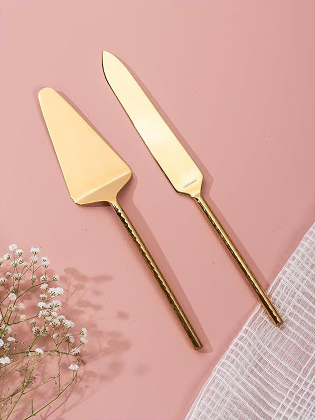 nestroots Set of 2 Cake Servers with Hammered Handles
