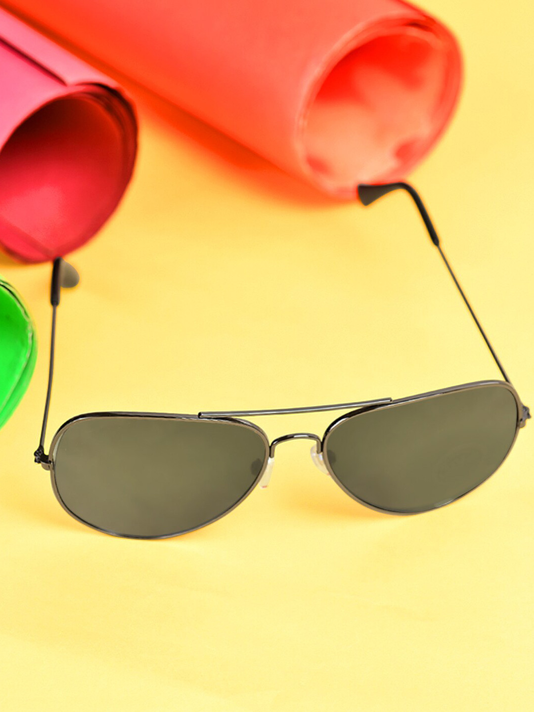 DressBerry Women Black Aviator Sunglasses with UV Protected Lens DBSG-06-AVI-BK-BK