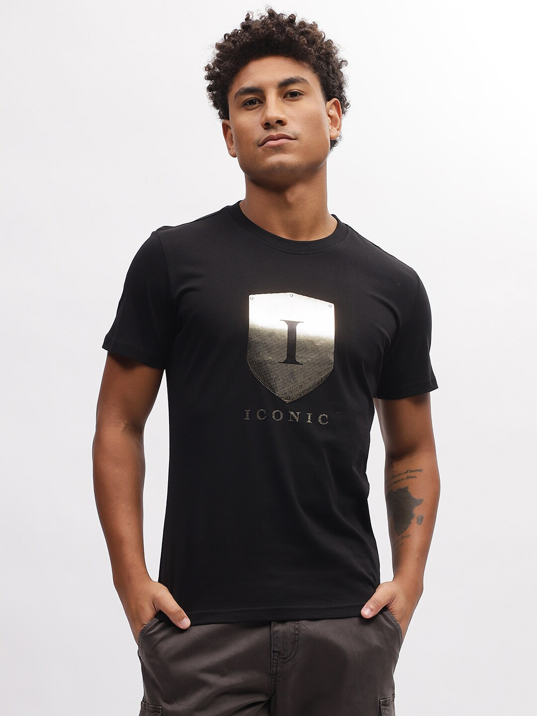 Iconic Printed Round Neck Short Sleeves Cotton Regular Fit T-shirt