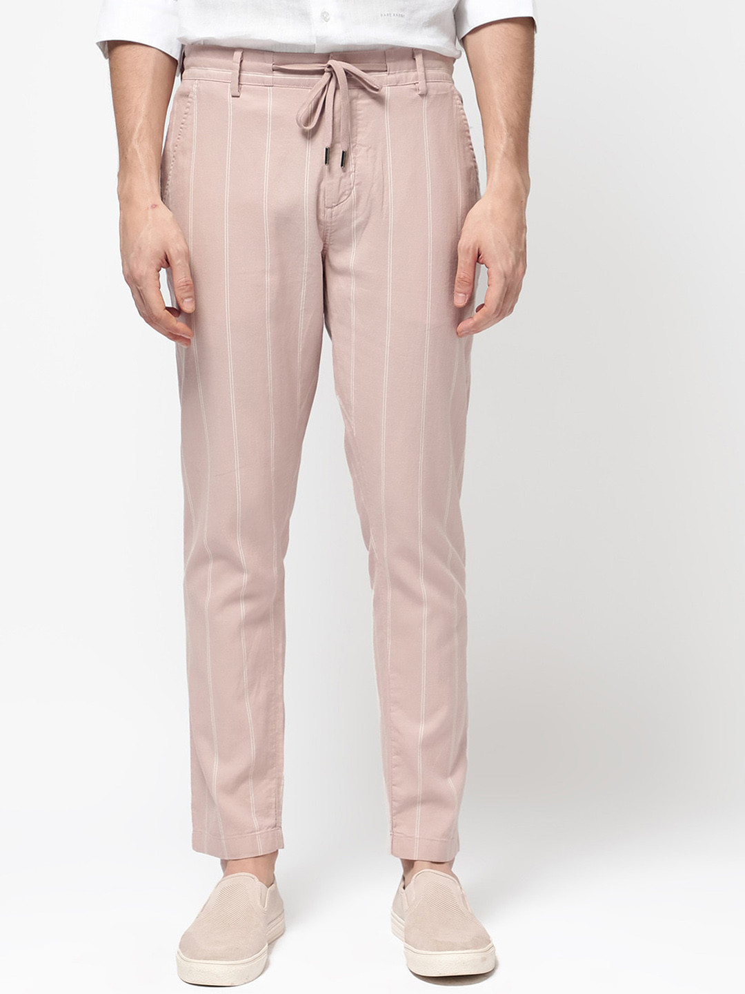 RARE RABBIT Men Canal Striped Mid Rise Regular Fit Trousers