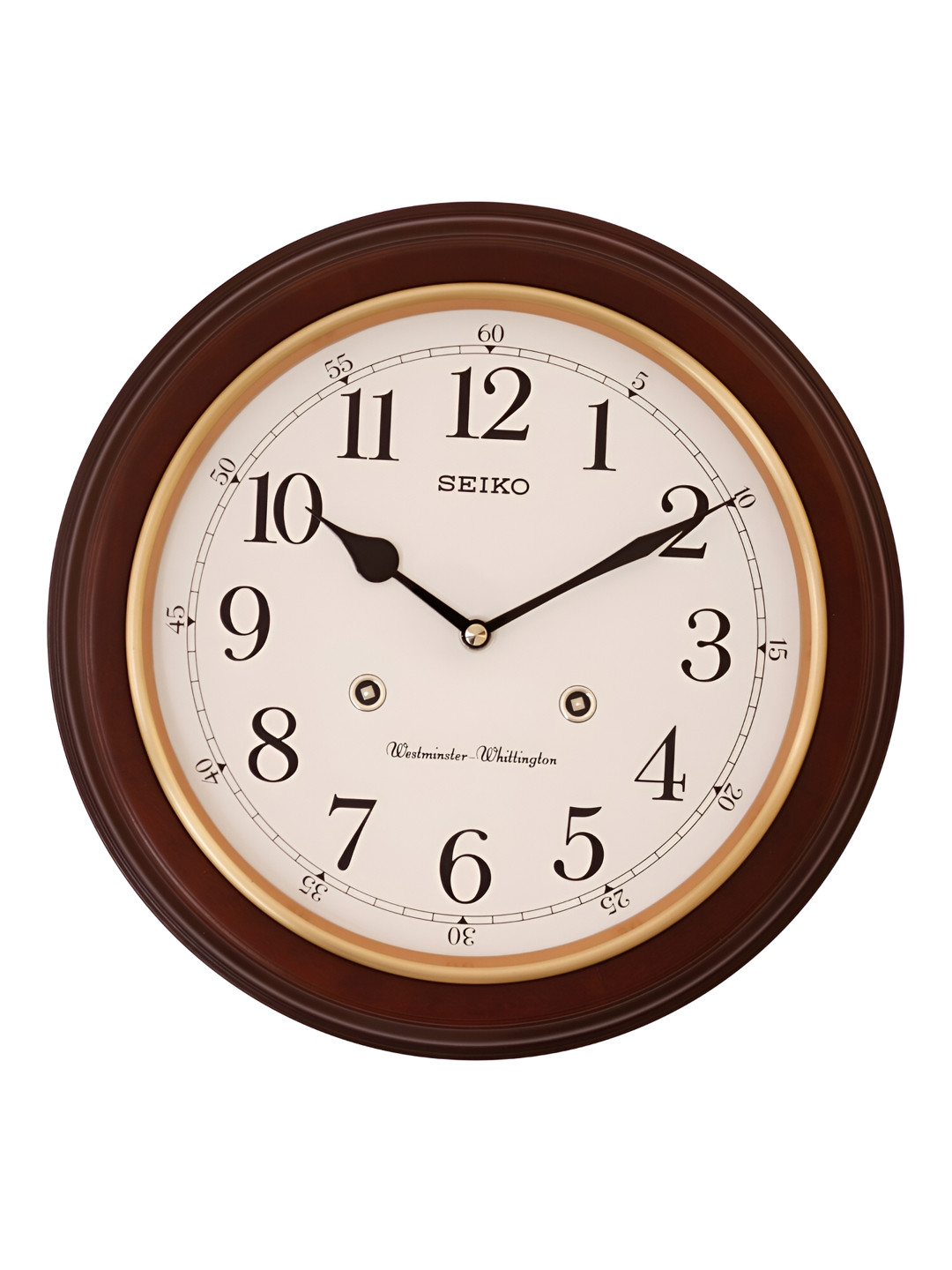 SEIKO Brown Printed Round Shaped Traditional Wall Clock