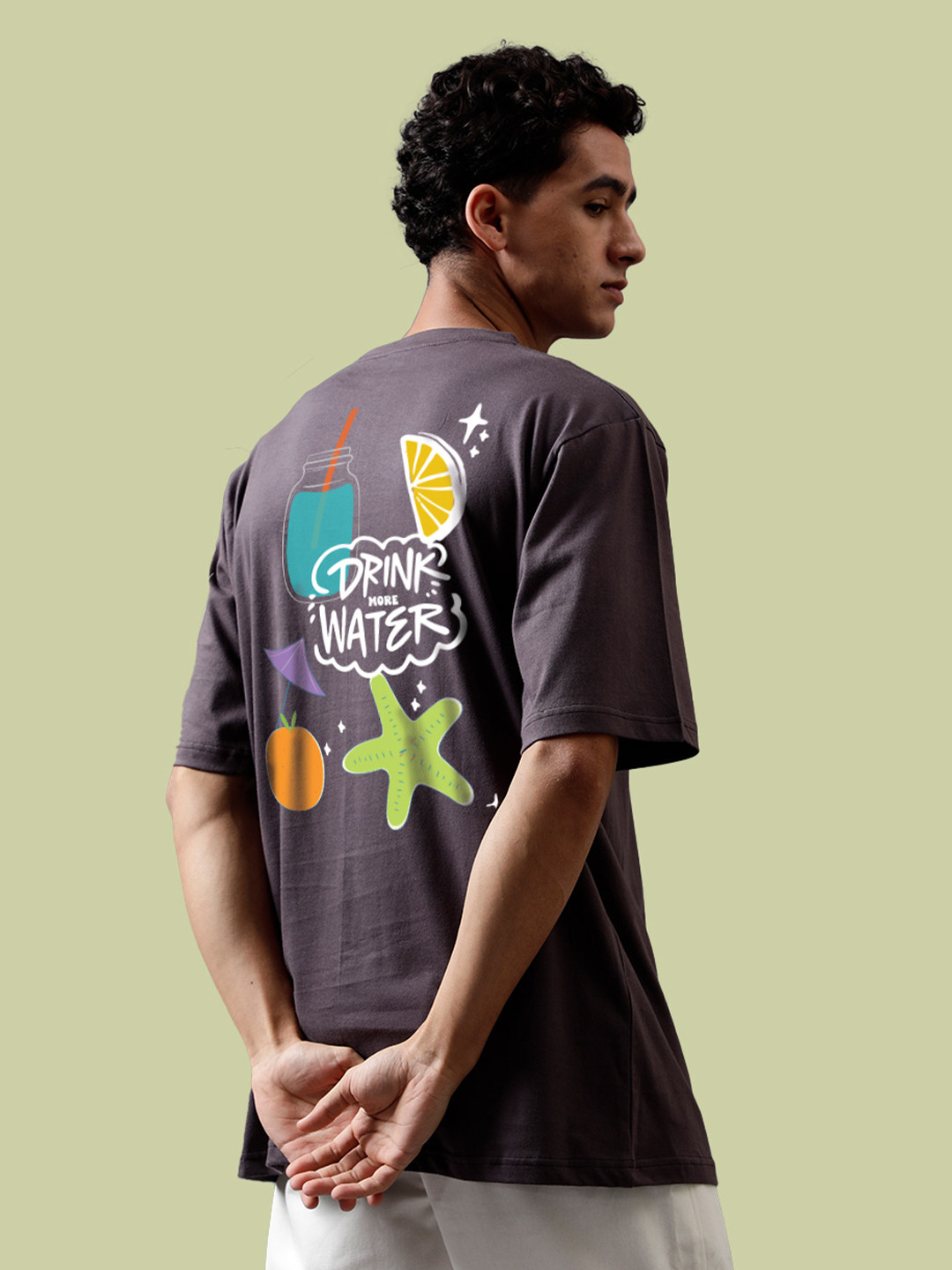 Drink More Water Graphic Round Neck Tshirt