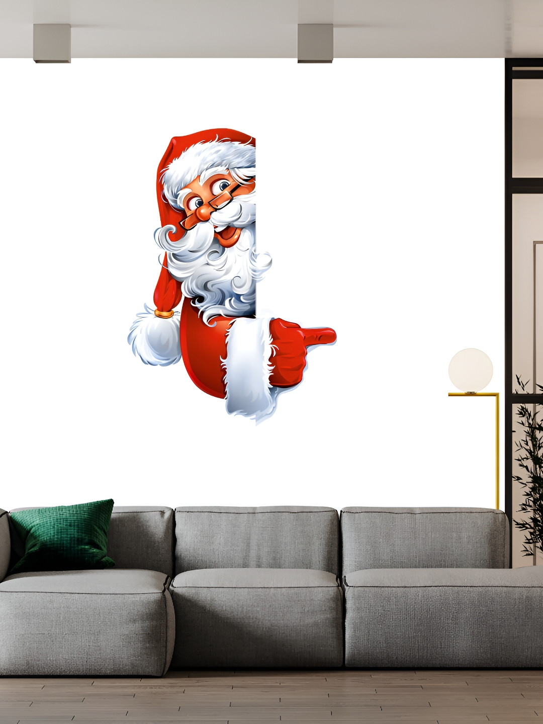 Wallpics White & Red Santa Claus Printed Wall Sticker
