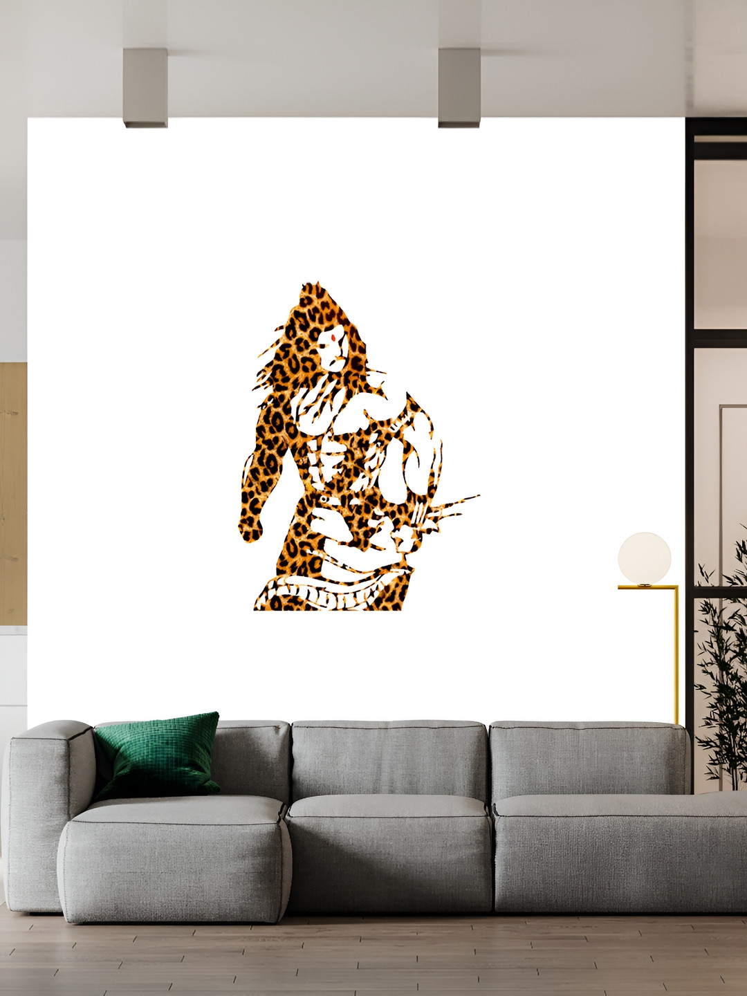 Wallpics Yellow & Brown Lord Shiva Printed Water Resistant Wall Sticker