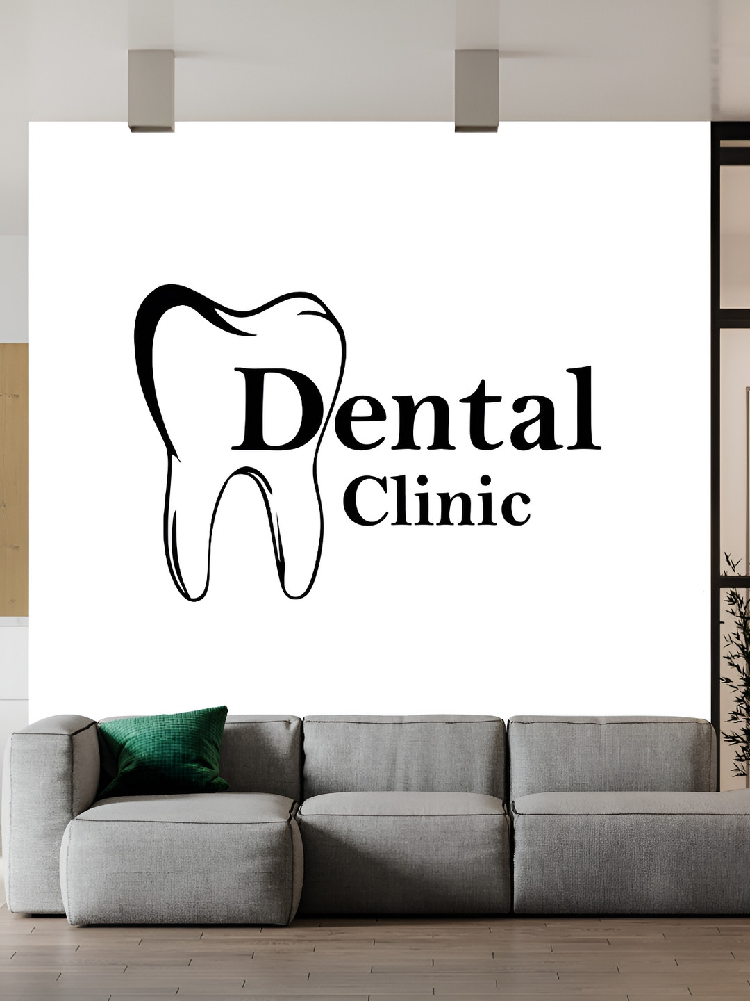 Wallpics Black Dental Clinic Printed Water Resistant Wall Sticker