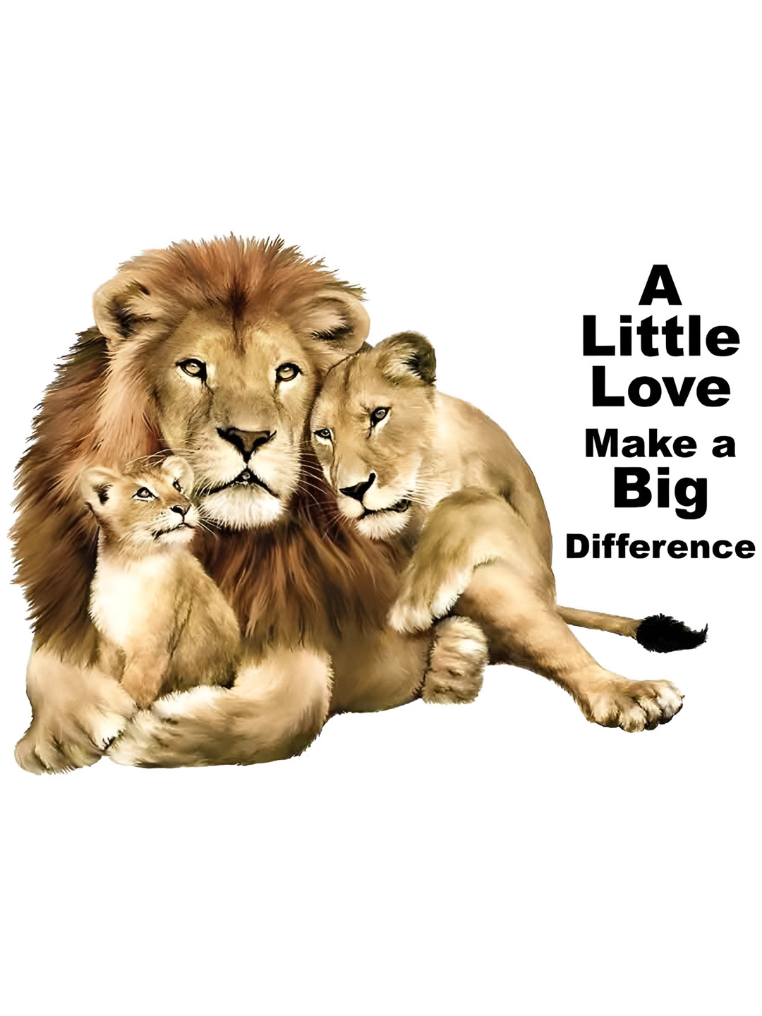 Wallpics Brown Lion Family Photo with Quote Printed Water Resistant Wall Sticker