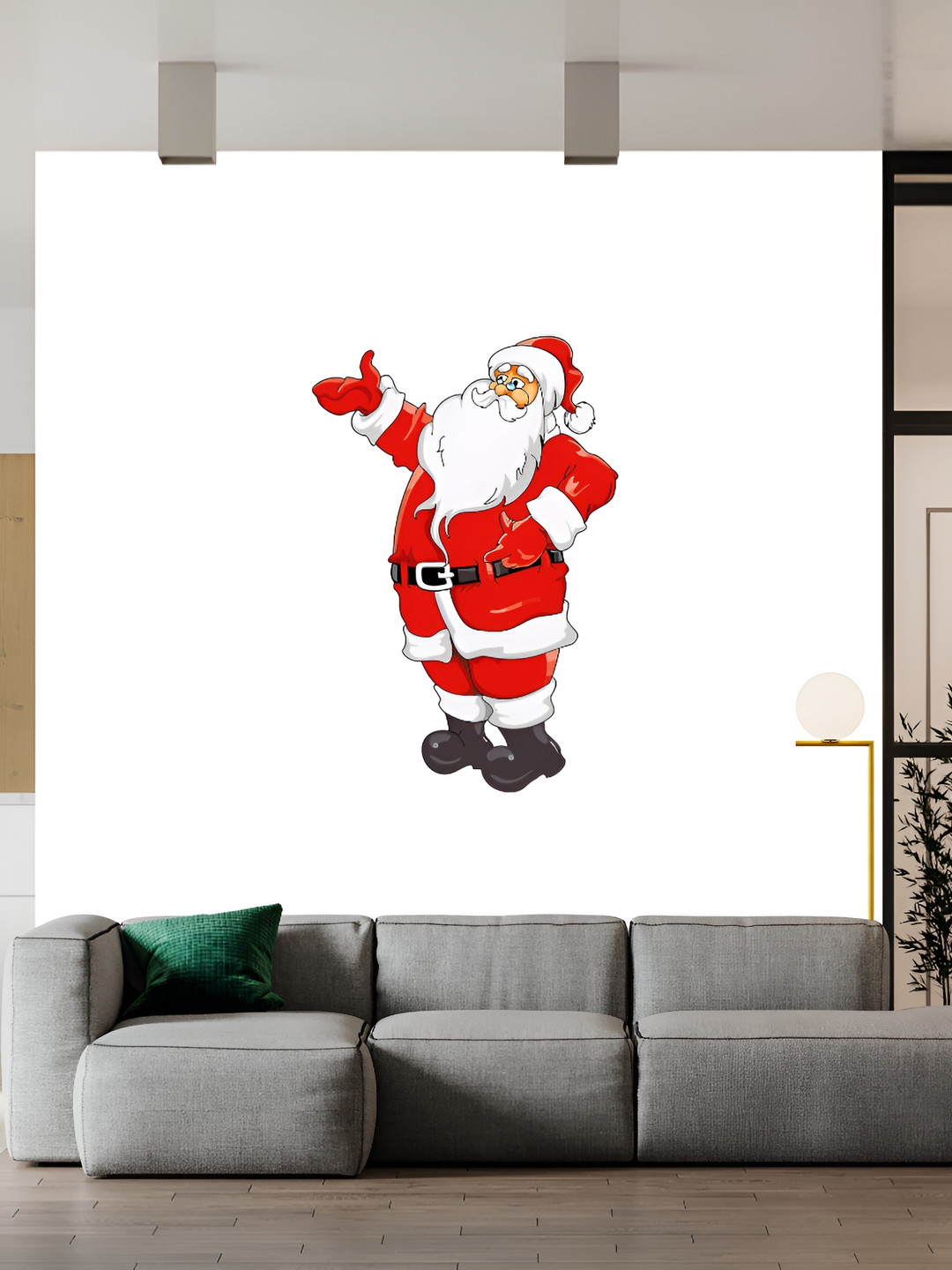 Wallpics White & Red Santa Printed Waterproof Wall Sticker