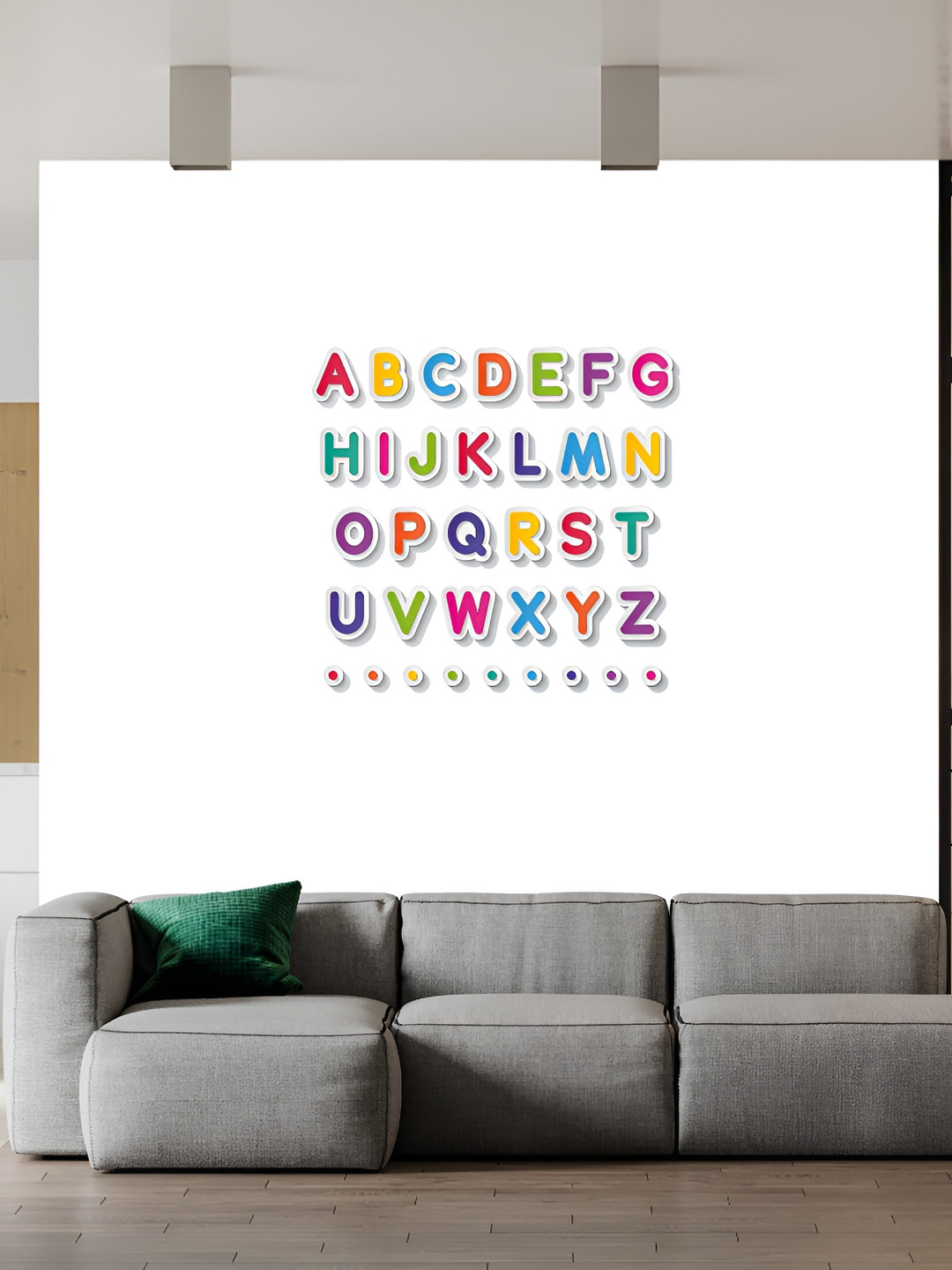 Wallpics White & Red Alphabet Printed Waterproof Wall Sticker