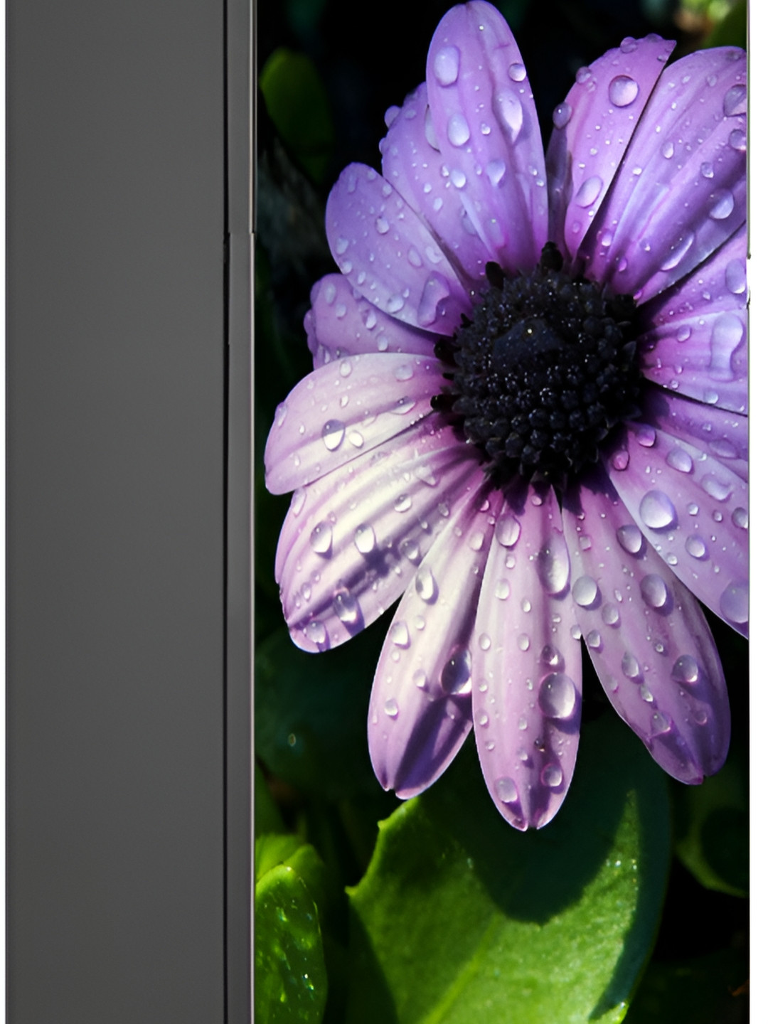 Wallpics Black & Lavender Floral Printed Water Resistant Fridge Sticker