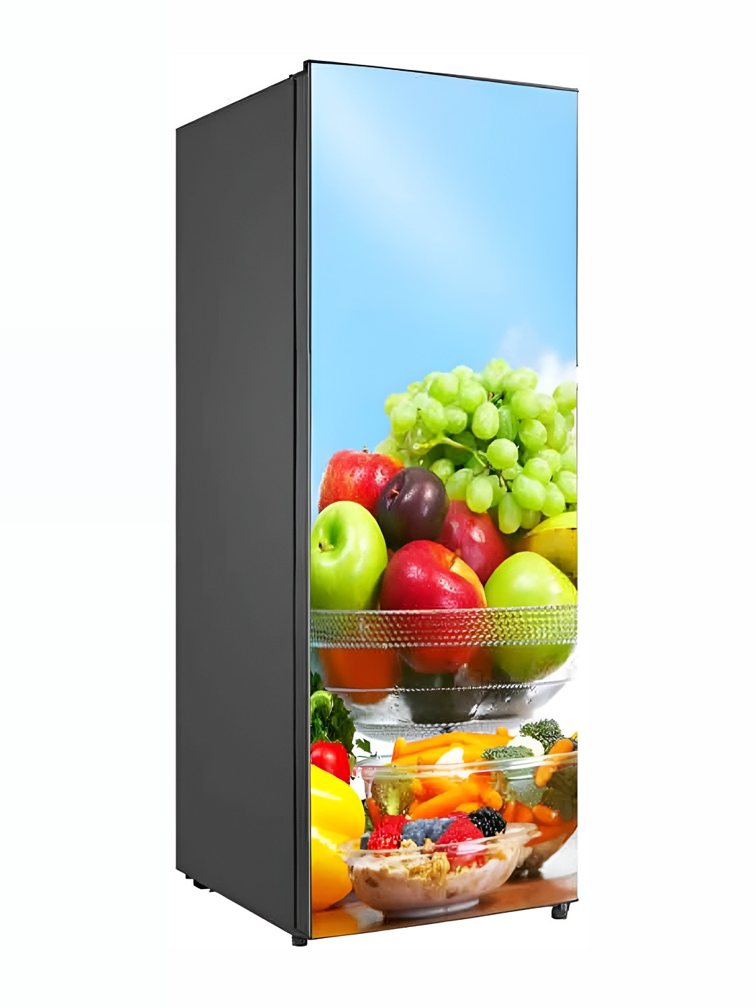 Wallpics Blue & Green Fruits Printed Water Resistant Fridge Sticker