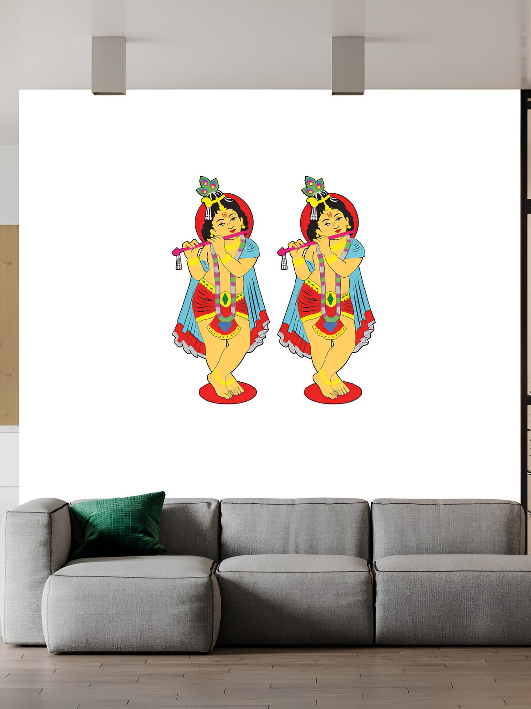 Wallpics White & Yellow Printed Waterproof Wall Sticker