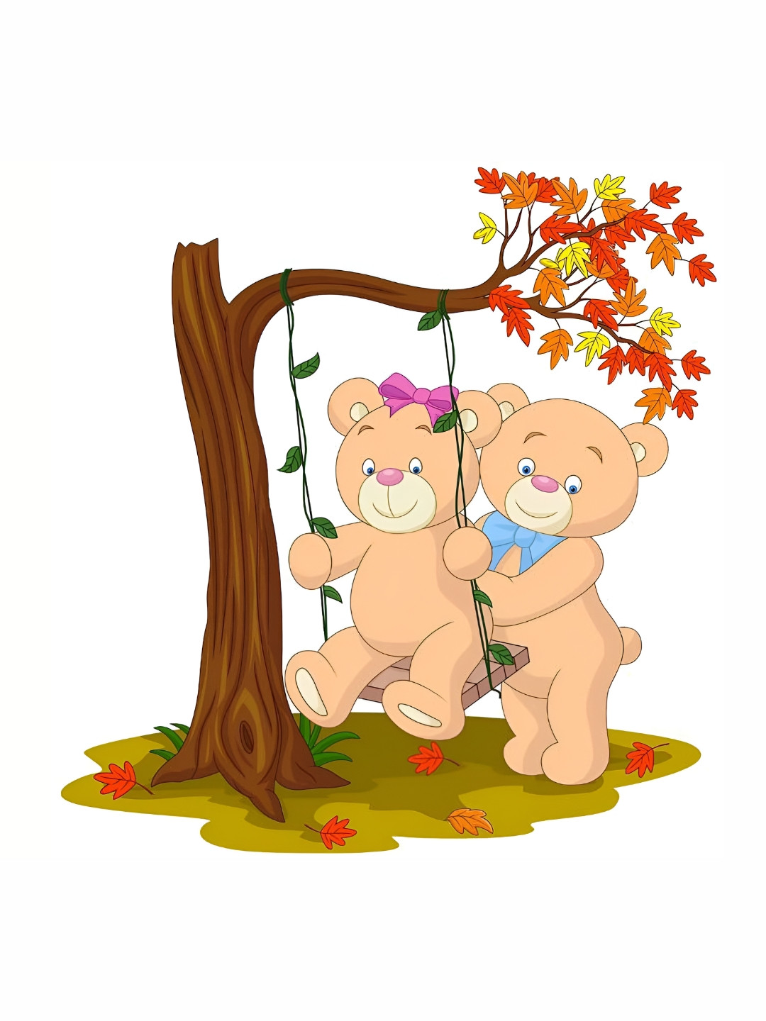 Wallpics White & Pink Teady Bear Printed Waterproof Wall Sticker