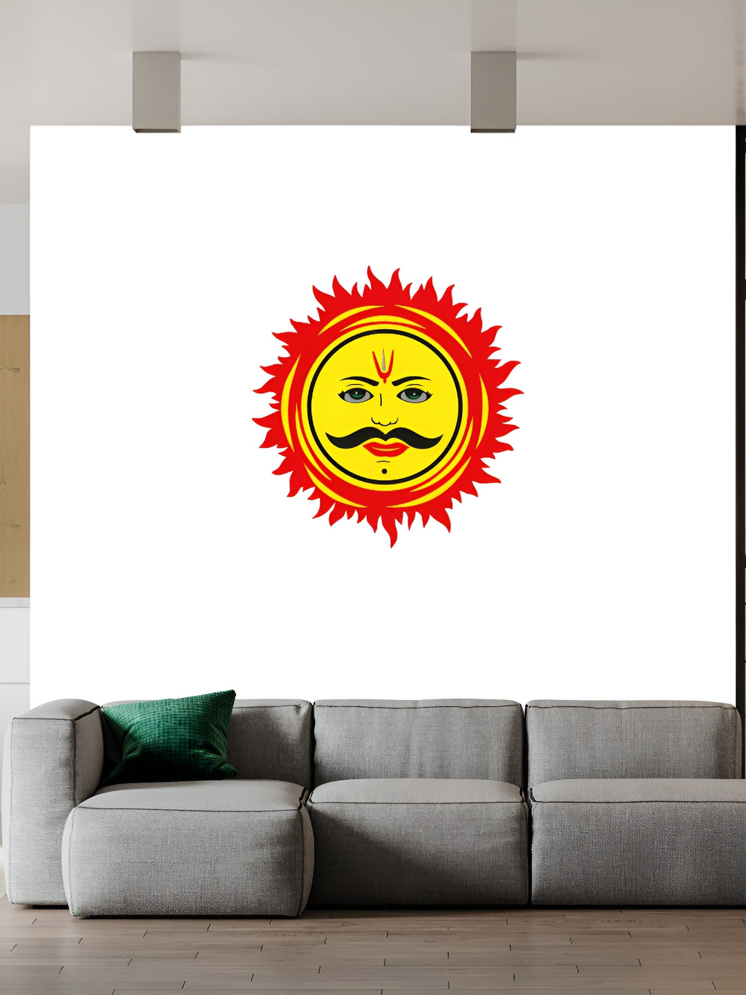 Wallpics White & Yellow Sun Printed Waterproof Wall Sticker
