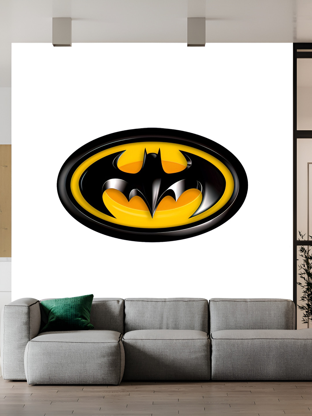 Wallpics Yellow & Black Bat Designed Water Resistant Wall Sticker