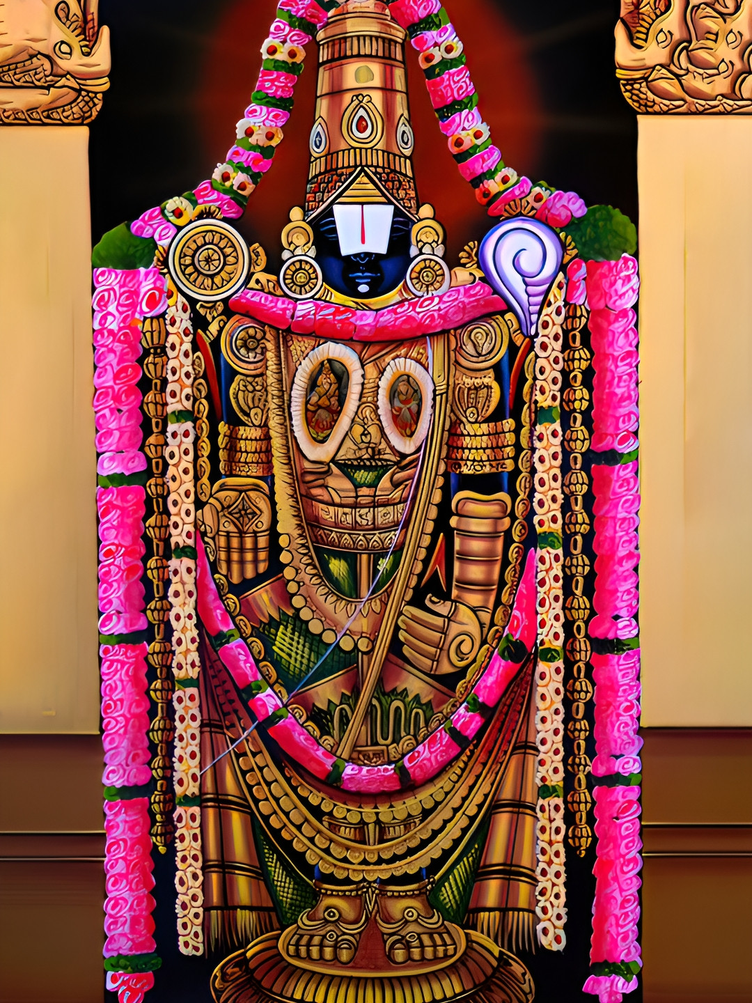 Wallpics Beige & Pink Balaji Printed Waterproof Wall Sticker