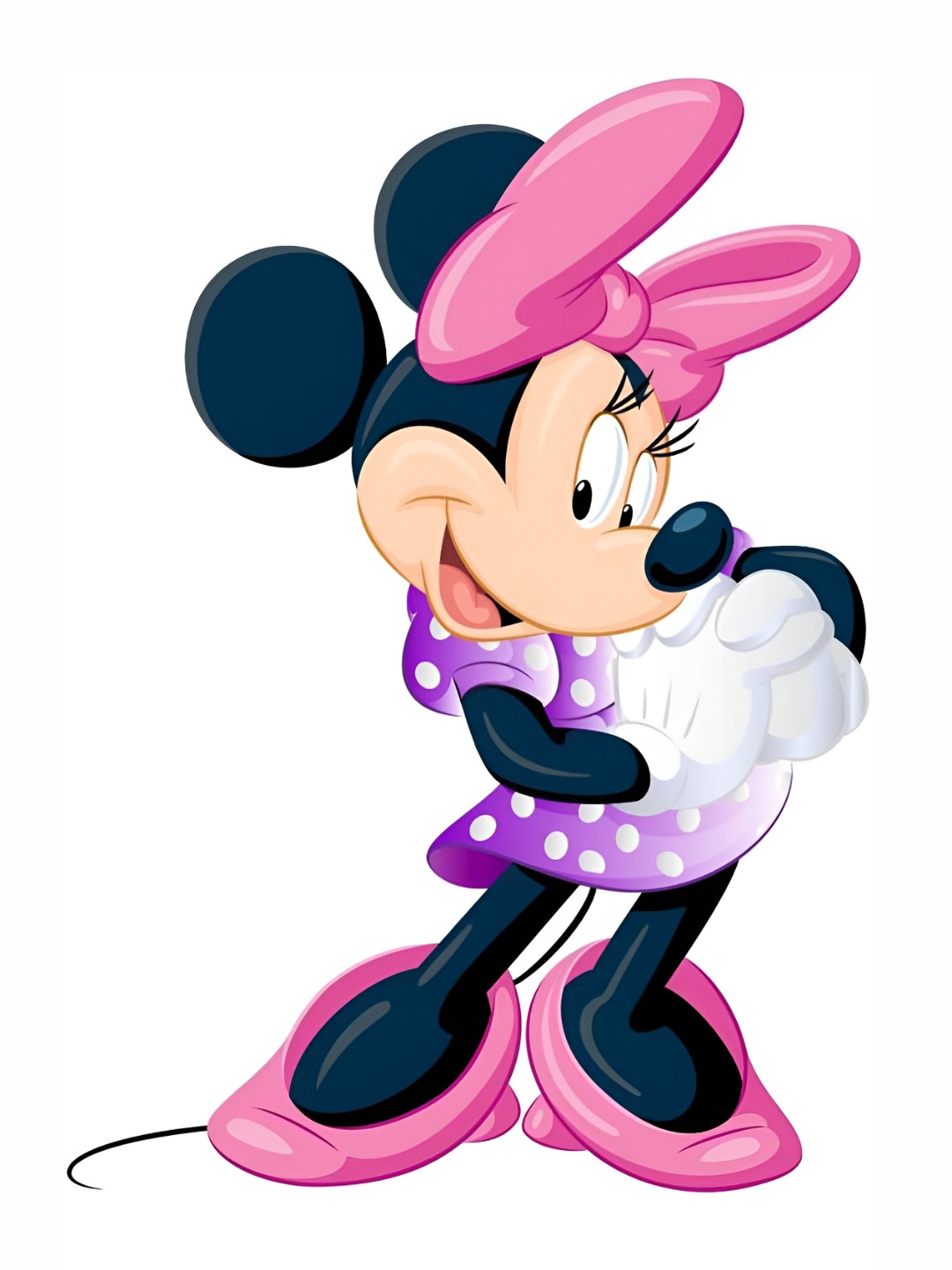 Wallpics White & Pink Minnie Printed Waterproof Wall Sticker