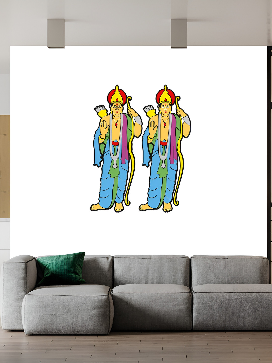 Wallpics White & Blue Ram Printed Waterproof Wall Sticker