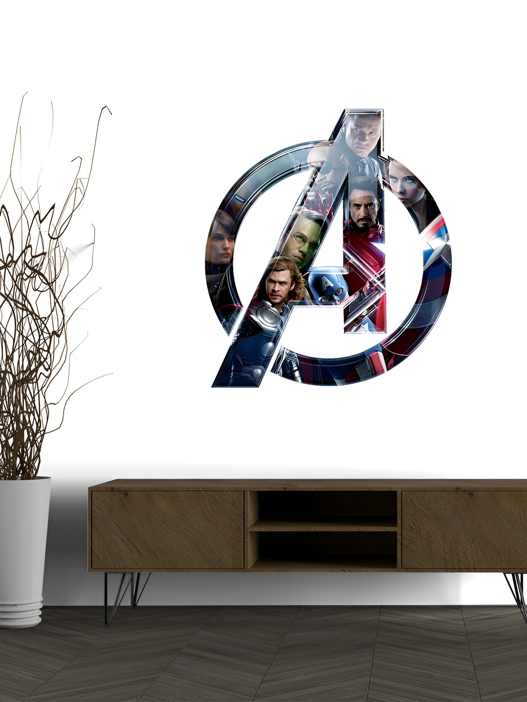 Wallpics White & Red Avengers Printed Waterproof Wall Sticker