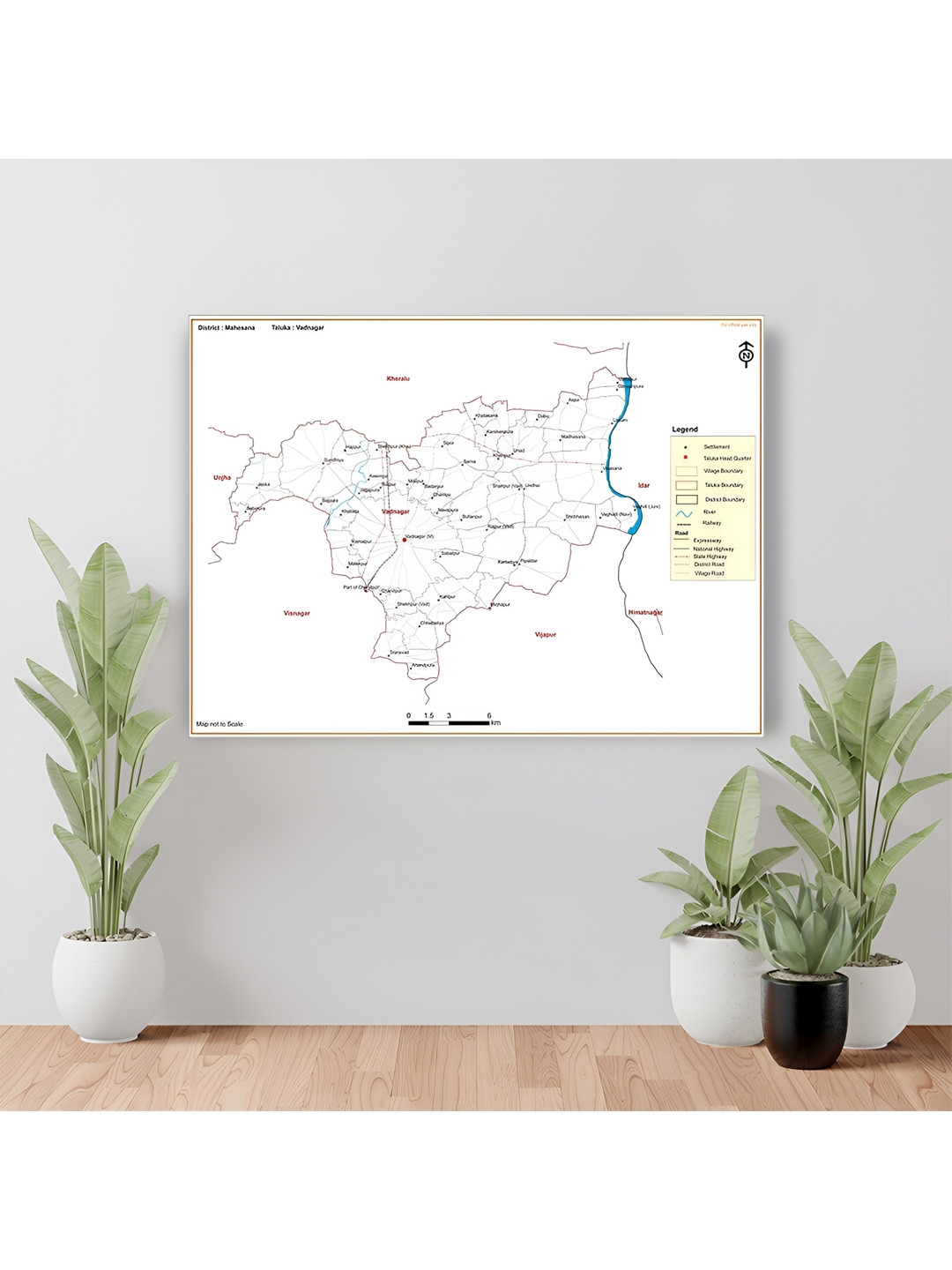 Wallpics White & Blue Mahesana Printed Waterproof Wall Sticker
