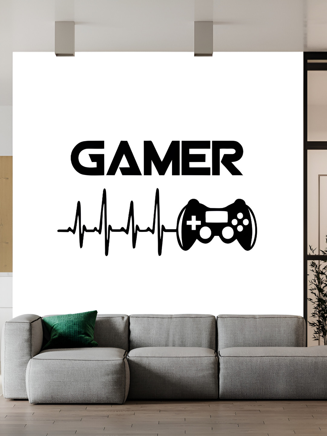 Wallpics White & Black Gamer Printed Waterproof Wall Sticker
