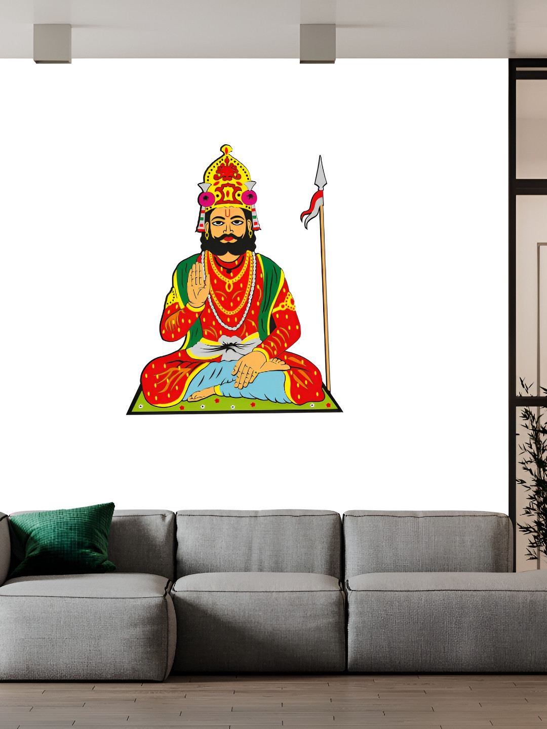 Wallpics White & Red Bhrama Ji Printed Waterproof Wall Sticker
