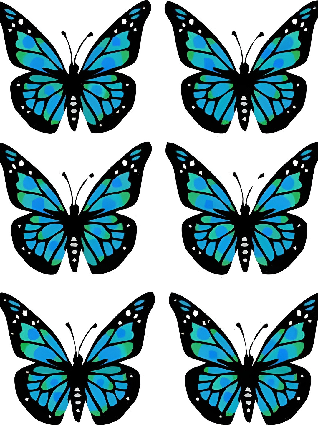 Wallpics Blue & Black Butterfly Printed Water Resistant Wall Sticker