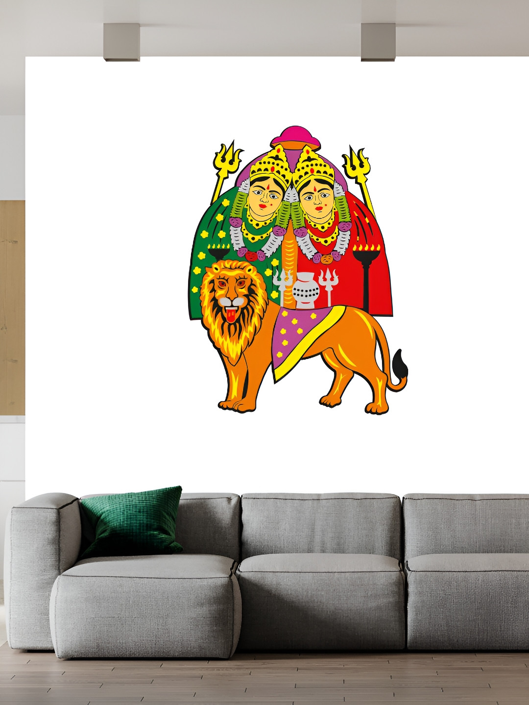 Wallpics White & Red Mata Ji Printed Waterproof Wall Sticker
