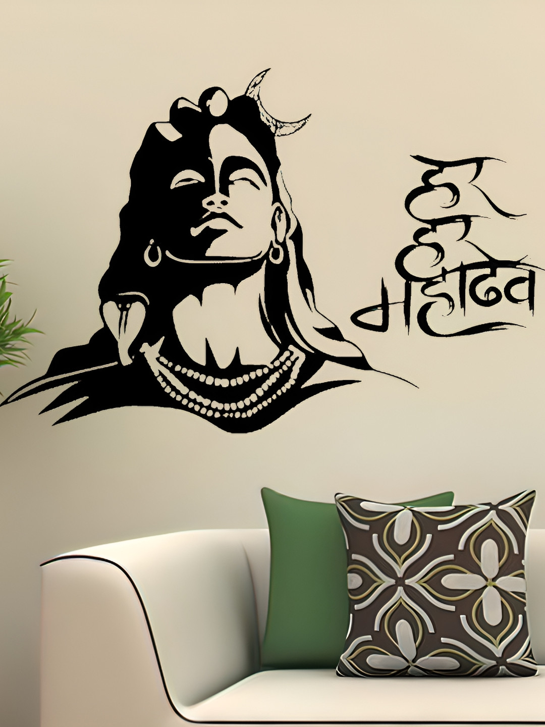 Wallpics Black Lord Shiva Printed Self-Adhesive Waterproof Wallpaper