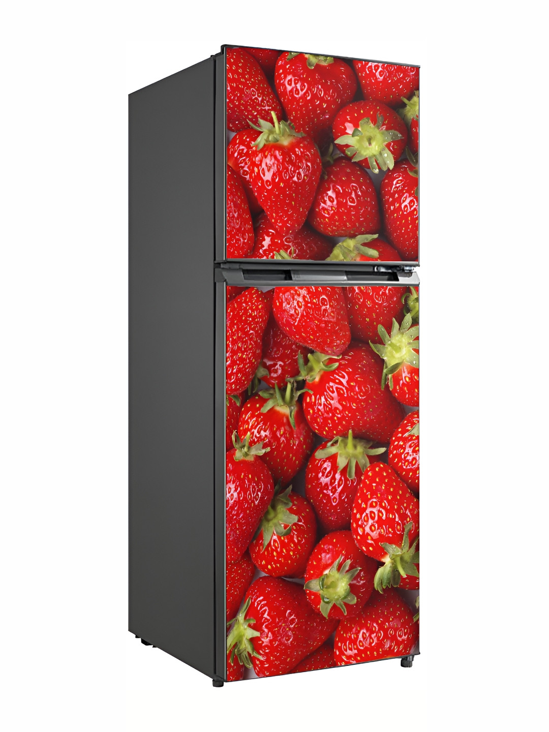 Wallpics Red & Green Strawberry Printed Water Resistant Fridge Sticker