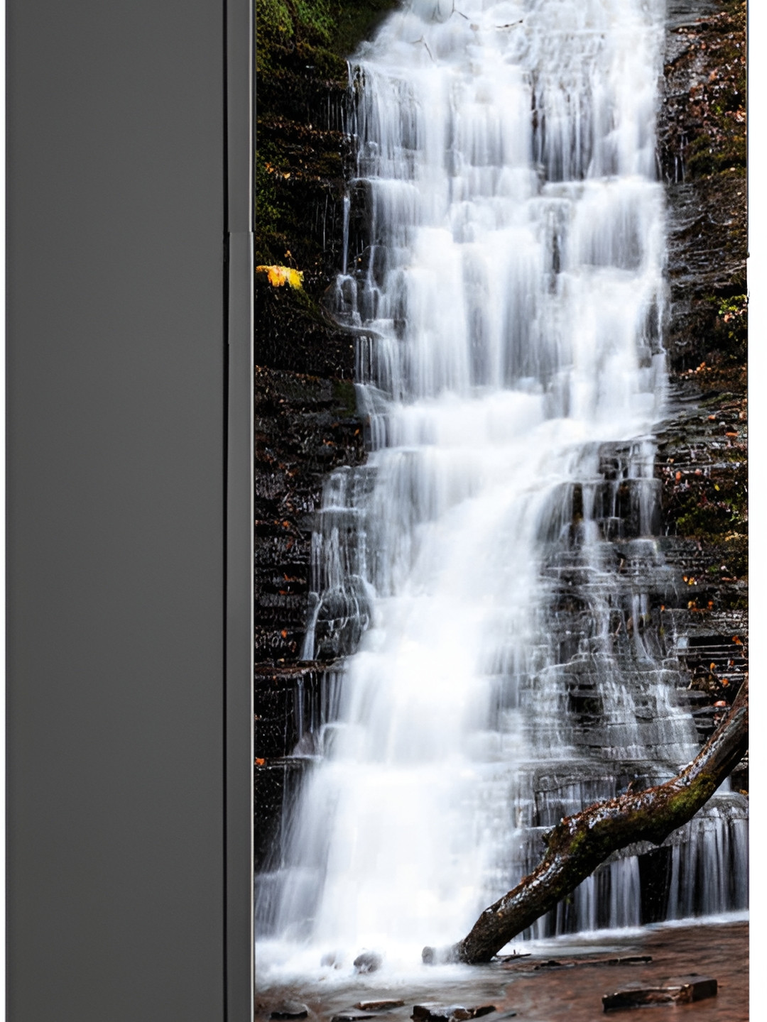 Wallpics Brown & White Waterfalls Printed Water Resistant Fridge Sticker
